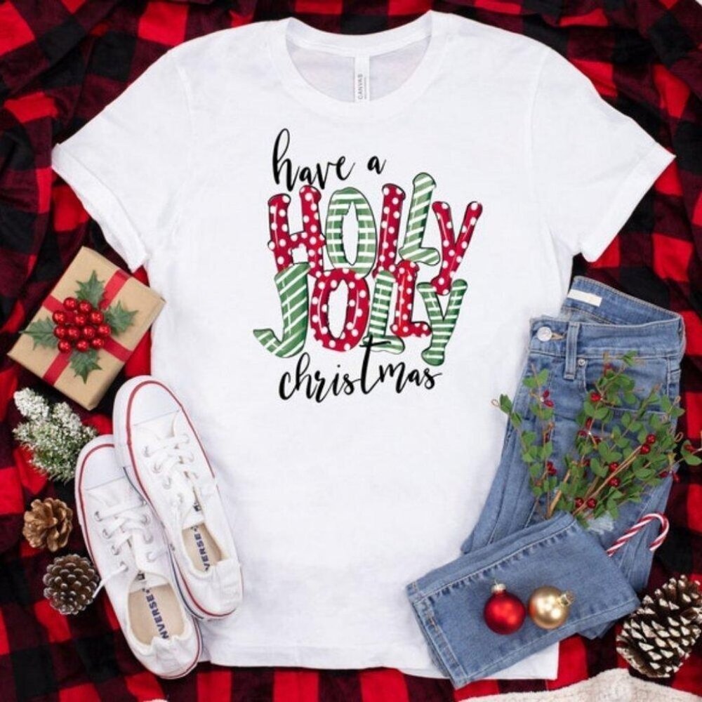 Have A Holly Jolly Christmas Retro Holiday Cozy Unisex Graphic T-Shirt 90